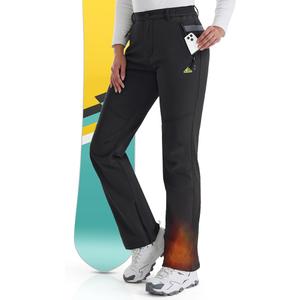 IGOLUMON Snow Ski Pants Womens Waterproof Fleece Lined Pants Winter Insulated Softshell for Hiking Snowboard Outdoor, Size: L