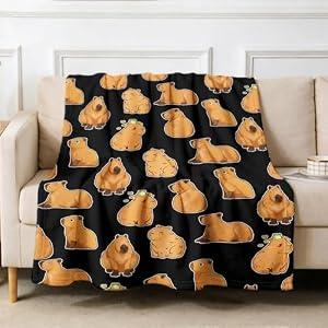 Capybaras Blanket Gift for Girls Boys Kids Animals Lovers-50x60 Inches Soft Flannel Blankets Cutes Capybara Cozy Throws Women Men, Capybaras Blanket for Couch Sofa Bedroom Camping Travel