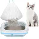 Jutom 84 Count Sifting Litter Box Liners, Drawstring Jumbo Sifting Cat Litter Bags with Holes, 31 x 18 Inch 22 lb Capacity Portable Thick Scratch Resistant Drawstring Bags for Pet Cats