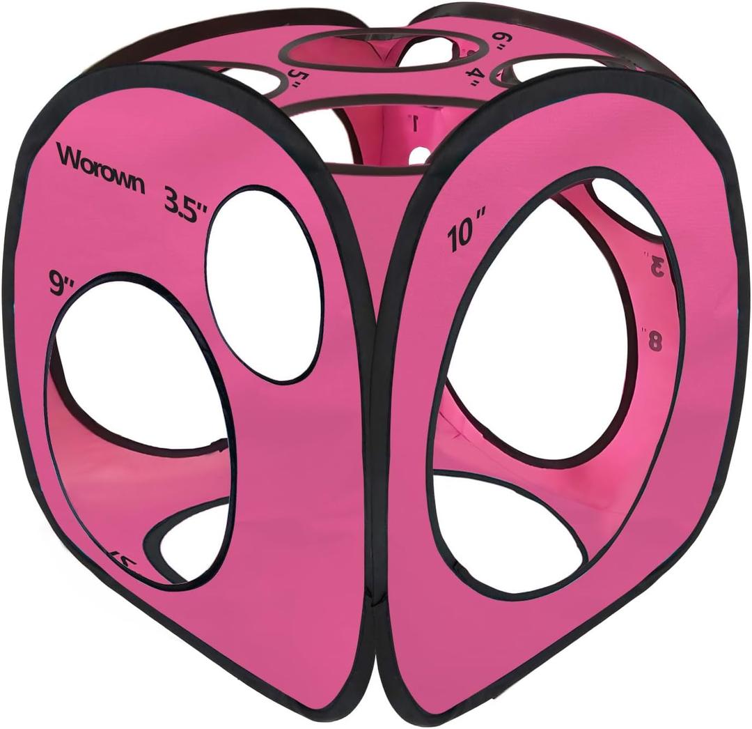 Worown 14 Sizes Balloon Sizer Cube Box, Red Collapsible Balloon Measurement Tool, 14 Holes Balloons Sizing Box for Party Decoration, Ideal for Balloons Arches & Columns, No Assembly Needed