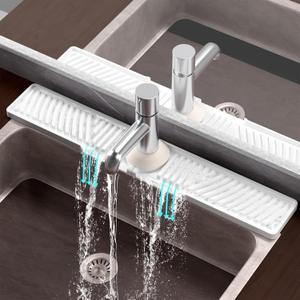 Diatomite Faucet Mat for Kitchen Sink - Fast Drying Sink Splash Guard, Multi-Slope Fast Self-Draining Stone Sink Mat for Kitchen Faucet, Sink Faucet Mat Splash Guard Keep Countertops Dry (23.6"x4")