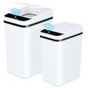 Bathroom Automatic Trash Can 2 Pack 2.2 Gal & 4 Gal Touchless Motion Sensor Small Garbage Can with Lid Smart Electric Narrow Garbage Bin for Bedroom Office Kitchen (White)