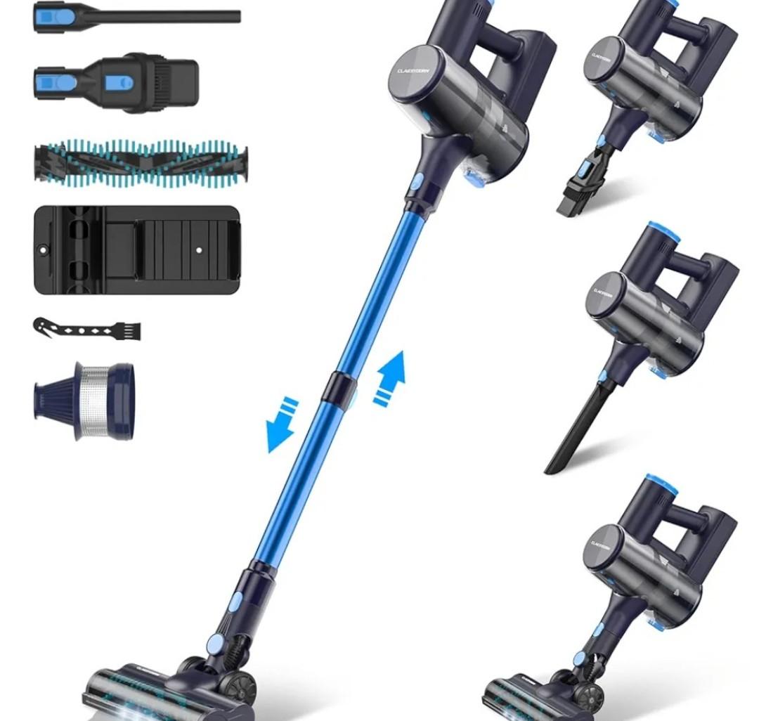 Claesydorn Cordless Vacuum Cleaner, Powerful 6-in-1 Lightweight Stick Vacuum Up to 45mins Runtime with Ultra-Large Capacity Battery, Rechargeable Handheld Vacuum for Hard Floor Pet Hair Home