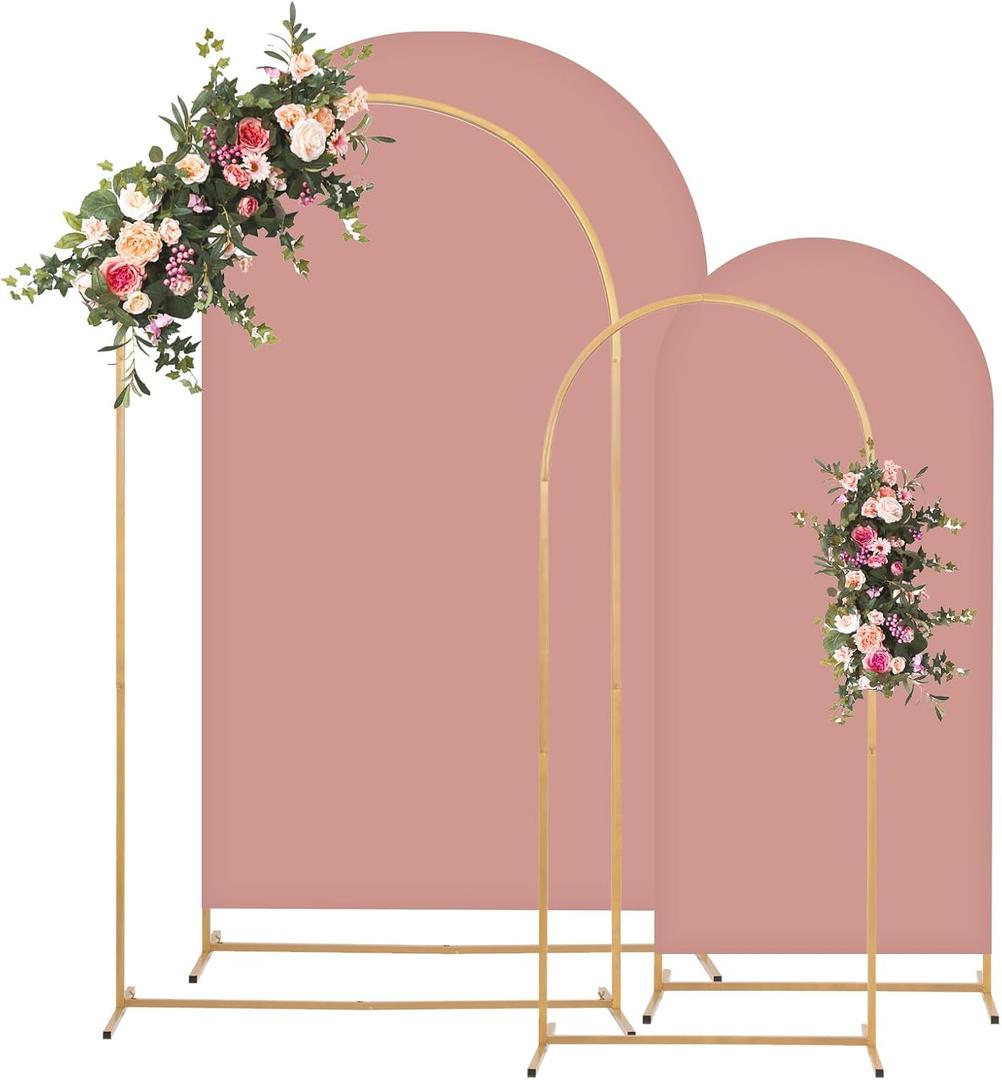 Toolterritary Metal Arch Backdrop Stand and Cover Set, 8FT, 7.2FT Party Backdrop, Easy to Assemble, Backdrop Stand for Parties, Birthday, Baby Shower
