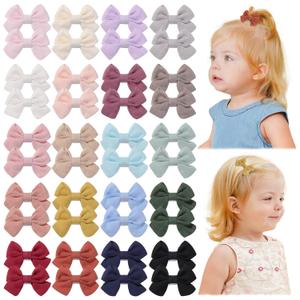 jollybows 40pcs 2" Hair Clips for Girls - Mini Fully Lined Bows, Tiny Barrettes for Infants, Toddlers, Kids, Teens