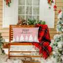 Pink Merry Christmas Pillow Covers 12x20, Preppy Christmas Decor, Pink and White Xmas Tree Snowflake Winter Lumbar Throw Pillow Covers for Girls Room Dorm Apartment