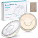 Lilian&Gema Milk Collector Catcher for Breastmilk - 2 Pcs Silicone Breast Pad Nursing Cup Milk Saver for Nursing Moms, Protect Sore Nipples, Extra-Soft and Reusable for Breastfeeding Beige