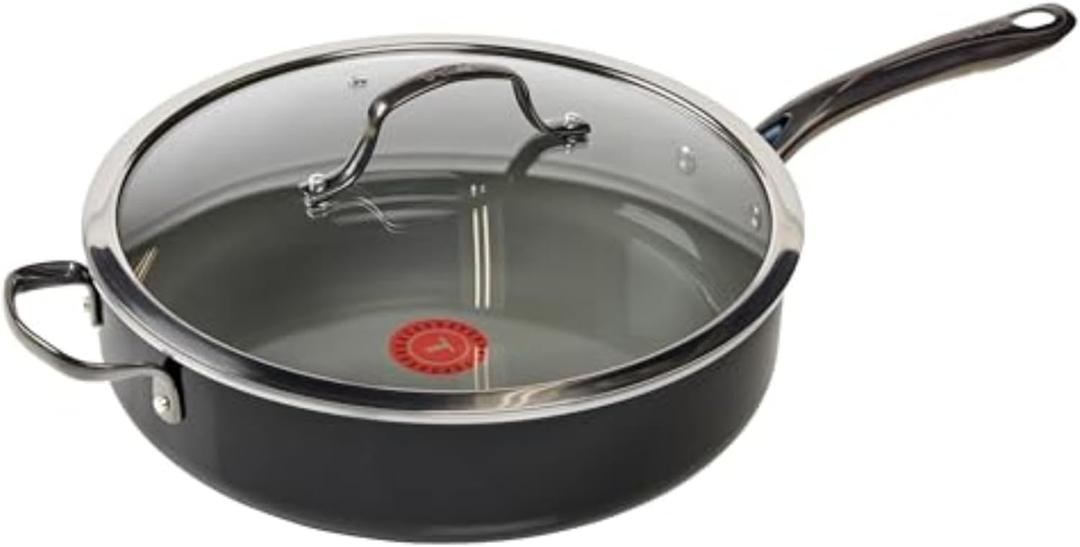 T-Fal Preserve Ceramic Nonstick Saute Pan with Lid 5.5 Qt, Oven and Broiler Safe up to 350F Cookware, Frying Pan, Stay-Cool Handle, Skillet Pots and Pans, Black
