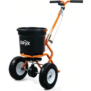 ZORYX 50LB Walk-Behind Broadcast Spreader, Heavy Duty Push Spreader for Fertilizer, Seed, Salt, Ice Melt, 13" Pneumatic Tires, Adjustable Flow, Anti-Clog Hopper w/ Rain Cover