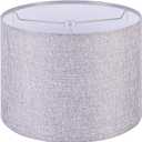 Wellmet Self-assembly Lampshade, 13" Top x13" Bottom x10" High, Drum Lampshade for Table Lamp, Bedside Lamp, Floor Lamp, Fabric Replacement Lamp Shade Classic Modern Style, Spider Fitter, Grey