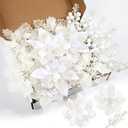 Sawowkuya 22 Pcs White Poinsettia Artificial Flowers & Glitter Berries Stems Kit, Christmas Poinsettias Decorations & Ornaments for Xmas Home Wedding Holiday Tree Decor