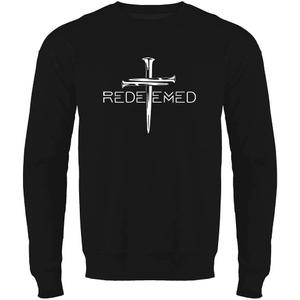 Pop Threads Redeemed Cross Nails Christian Ephesians Sweatshirt For Men Black Small, Black