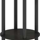 Furinno Turn-N-Tube Night Stand, 2-Tier Round Small Nightstand, Toolless Assembly Narrow End Table with Open Shelf, Side Table, Bedside Table, for Bedroom, Closet, Dorm, Espresso