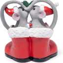 Hodao Christmas Mouse Figurines in Red Santa Shoe  Cute Holiday Couple with Gifts & Ornaments, Festive Home Table Shelf, Entryway, Mantel Decoration (Red)