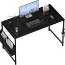 Pamray 47 Inch Computer Desk for Small Spaces with Storage Bag, Home Office Work Desk with Headphone Hook, Small Office Desk Study Writing Table (Black)