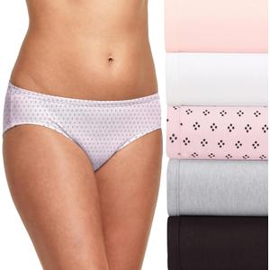 Hanes Ultimate Women's Hipster Panties 5-Pack, Moisture-Wicking Hipster Briefs, Hipster Underwear, 5-Pack (Colors May Vary) (Size 6, Ballerina Slipper Heather, White, Quad Dots, Concrete Heather, Black)