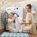 TYUU Waffle Runner Rug Bathroom, Long Boho Bathroom Rugs Non Slip Washable Absorbent Checkered Bathroom Mat Quick Dry Cute Bath Mat, 72"x24" Blue and White