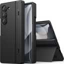 BXYJY for Samsung Galaxy Z Fold 6 Case with Kickstand & Front Screen Protector & Hinge Protection, Slim Fit Rugged Hard 360 Full Body Cover Protective Phone Case for Samsung Z Fold 6 5g 2024, Black