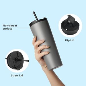 34 OZ Insulated Tumbler with Lid Stainless Steel Water Bottle Vacuum Travel Mug Coffee Cup,Gray