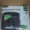 RVGUARD 50 Amp 50 Foot RV/EV Extension Cord, NEMA 14-50P/R Heavy Duty Extension Cord with LED Power Indicator and Cord Organizer, Green, ETL Listed