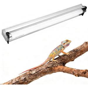 Hypool T8 Strip UVB UVA Reptile Lighting Fixture with 18-Inch 15 Watt UVB 10.0 Fluorescent Bulb Combo Kit, 10-Percent UVB Desert Pet Habitat Light for Reptiles Amphibian, 1 Pack, White
