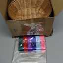 Blulu 12 Pieces Valentine's Day Basket Empty for Gifts Oval Basket Food Storage Fruit Baskets with 6 Rolls Colorful Ribbons and 30 Clear Gift Bags for Kitchen Restaurant 9 x 6 x 2.24 Inches