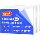(5 Pack) 24" x 36" Plexiglass Sheets 1/8 inch Thick (3mm), Clear Acrylic Sheets Panel Cut to Size Plexiglass Acrylic Board, Cut with Engraver, Power Saw or Hand Tools, No Laser Cut.
