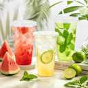 100 Pack 24 oz Clear Plastic Iced Coffee Cups with Lids & Straws