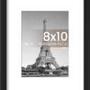 Upsimples 8x10 Picture Frame, Display Pictures 5x7 with Mat or 8x10 Without Mat, Wall Hanging Photo Frame, Black, 1 Pack