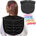 Hair Cutting Guide Cape Hair Cutting Collar for Hairstylists with Guidelines Weighted Hair Cutting Mat Silicone Waterproof Haircut Shoulder Mat (Black) 