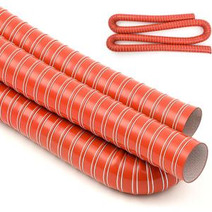 Pangda 2" Air Duct Hose Cooling Air Ducting, Length 3 Meter 10 ft 2" Silicone Flexible Brake Induction Intake Pipe High Heat Brake Exhaust Hose for Dryer System (Red)