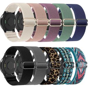 10 Pack Stretchy Watch Band Compatible with Garmin Vivoactive 5/Vivoactive 6, 20mm Soft Elastic Fabric Replacement Sport Loop Straps for Garmin Venu Sq 2 /Forerunner 55/165 Women Men