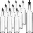 Maxdot 10 Pcs Long Neck Glass Bottles with Pourer Bordeaux Wine Bottle Clear Empty Wine Syrup Juice for Home Bar Liquor Juice Making Wedding Anniversary Party(Stainless),6 PCs still intacts