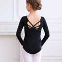 MdnMd Long Sleeve Dance Ballet Leotards for Girls Toddler Skirt Combo Ballerina Dresses Outfit Hollow Knot Back