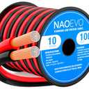 NAOEVO 10 Gauge Wire 100FT, 2 Conductors Electrical Wire Red Black Cable, Flexible/Low Voltage/PVC 10 AWG Copper Clad Aluminum Extension Cord for Speaker, LED Strips, Automotive 12V/24V DC