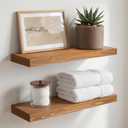 Homeforia 18 inch Golden Oak Floating Shelf, High End Solid Real Wood 18inch Small Floating Shelves for Wall Mounted, Oak Wooden 18in Floating Shelves, Heavy Duty Bracket, 18 X 6.5 X 1.75 in, Set of 2