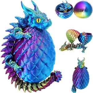Large 3D Printed Dragon Egg with Dragon Inside Articulated Dragon Desk Toys | Party Favors, Home Decor Items, Classroom Prizes, Goodie Bag Stuffers, Treasure Box Toys, Birthday Graduation Gifts for Kids