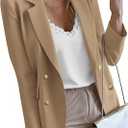 KIRUNDO Blazers for Women Business Casual 2025 Fall Long Sleeve Double Breasted Open Front Work Suit Jackets with Pockets (Large, Khaki)