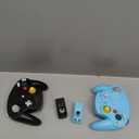 PGYFDAL Wireless Game Cube Controller, 2 Pieces 2.4G Wireless Classic Gamepad with Receiver Adapter for Wii Game Cube NGC GC (Black and Blue)