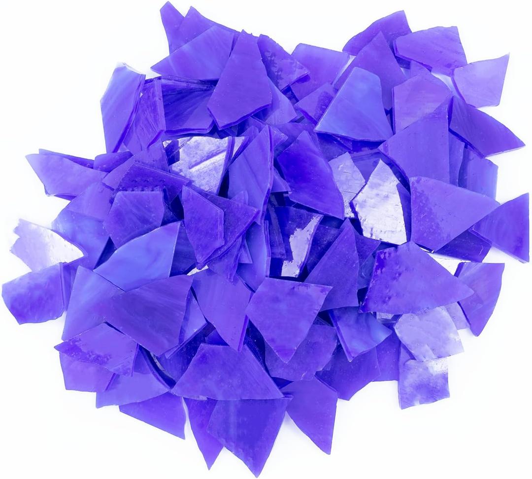 YINBEILIXU Irregular Stained Glass Scraps Mosaic Tiles Pieces 1-3cm Broken Glass Pieces Shapes for Crafts,Fusing,DIY Resin Art, Mosaic Making Projects,Frames,Aquarium Gravel,410g/14.5oz (Cobalt Blue), 0.4-1.2 inches