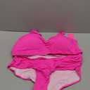 Yonique Women Plus Size Two Piece Swimsuits High Waisted Bathing Suits Bandeau Bikini Tummy Control Swimwear (Hot Pink) 
24 Plus