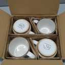 GBHOME 12OZ Stackable Coffee Mugs, Ceramic Coffee Mugs with Texture Patterns for Man,Woman,Dad,Mom, Modern Coffee Mugs Set of 4 for Latte/Cappuccino/Cocoa. Dishwasher&Microwave Safe, Off White