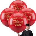Kasyat 4 Pcs 36 Inch Extra Large Graduation Balloons Class of 2026 Balloons Latex Jumbo Giant Congrats Grad Balloon for College, High School, University Graduation Party Decorations(Red and Glod)