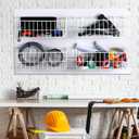 Hicarer 4Pcs Metal Slatwall Baskets and Bins Set Hanging Storage Baskets for PVC Slatwall Mounted Accessories Storage Display on Garage Panels(14.5x8.5x5,White)