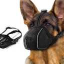 Dog Muzzle, Mesh Soft Muzzle for Sized Dogs, Breathable Adjustable Puppy Muzzles for Scavenging Biting Licking and Chewing, Allows Panting and Drinking (Reflective Mesh, L)