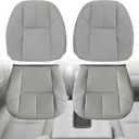 GXARTS Driver And Passenger Side Bottom And Top Lean Back Replacement Leather Seat Cover Light Gray #833 Fit For Chevy Silverado Avalanche Tahoe Suburban GMC Sierra Yukon 2007 2008 2009 2010 2012-2014