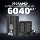 2-Pack Replacement Li-ion Battery 3.65V 6040mAh with Charger Station for Ring-Doorbell Camera 2/3/4, Stick Up Cameras and Spotlight Cam for Indoor/Outdoor Use Black