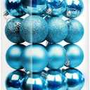Emopeak 24Pcs Christmas Balls Ornaments for Xmas Christmas Tree - 4 Style Shatterproof Christmas Tree Decorations Hanging Ball for Holiday Wedding Party Decoration (Teal Blue, 2.4"/6.2CM)