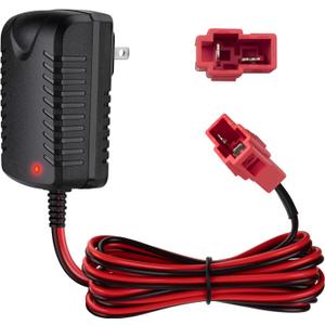 12V Battery Charger for Ride On Toys Fit for ATV Mercedes Benz Truck Car Power Wheels Charger 12V Electric Car Riding Toy Battery Power Adapter Red Square Plug