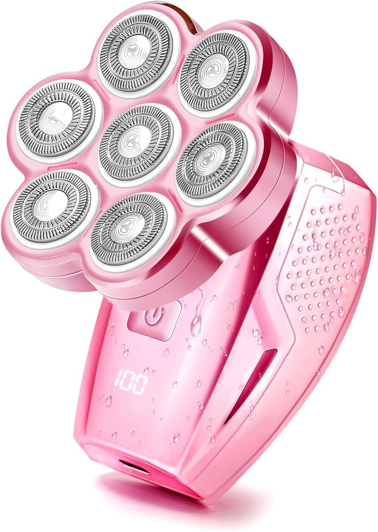 Electric Razors for Women - 120min Cordless Painless Hair Remover with 7D Floating Head - Waterproof Wet Dry Women's Electric Shaver for Legs Face Bikini Line (Pink)